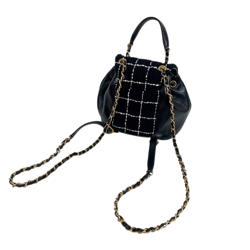 シャネル CHANEL ツイードバックパック AS4493 ブラック　ゴールド金具 ラムスキン/ツイード レディース リュック・デイパック