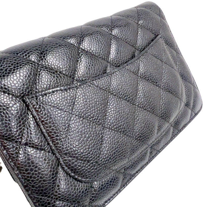 シャネル CHANEL マトラッセ チェーンウォレット A33814 ブラック　シルバー金具 キャビアスキン レディース ショルダーバッグ