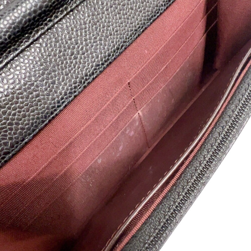 シャネル CHANEL マトラッセ チェーンウォレット A33814 ブラック　シルバー金具 キャビアスキン レディース ショルダーバッグ