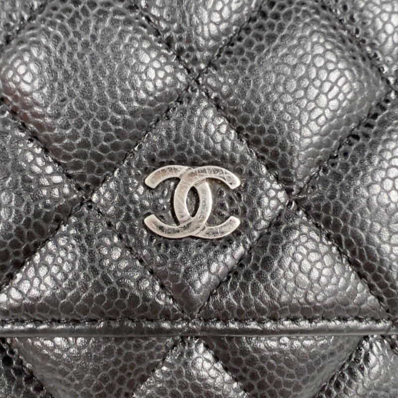 シャネル CHANEL マトラッセ チェーンウォレット A33814 ブラック　シルバー金具 キャビアスキン レディース ショルダーバッグ