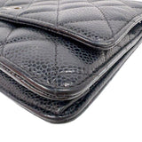シャネル CHANEL マトラッセ チェーンウォレット A33814 ブラック　シルバー金具 キャビアスキン レディース ショルダーバッグ