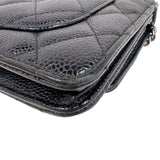 シャネル CHANEL マトラッセ チェーンウォレット A33814 ブラック　シルバー金具 キャビアスキン レディース ショルダーバッグ