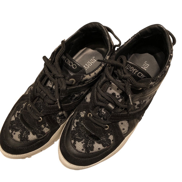 ジミーチュウ JIMMY CHOO レースローカットスニーカー JCWJC8TRZ ブラック レザー レディース スニーカー