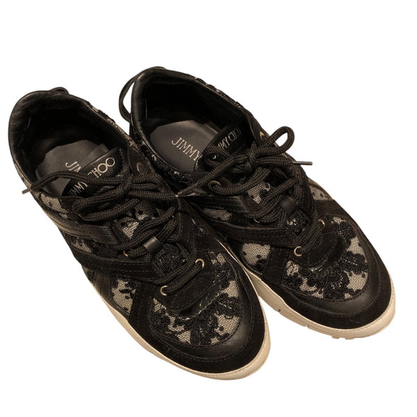ジミーチュウ JIMMY CHOO レースローカットスニーカー JCWJC8TRZ ブラック レザー レディース スニーカー