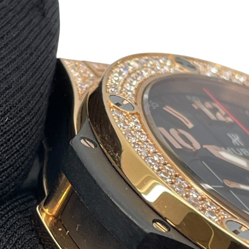 ウブロ HUBLOT ビッグバン ゴールド パヴェ 301PX.130.RX.174 ブラック K18PG 自動巻き メンズ 腕時計