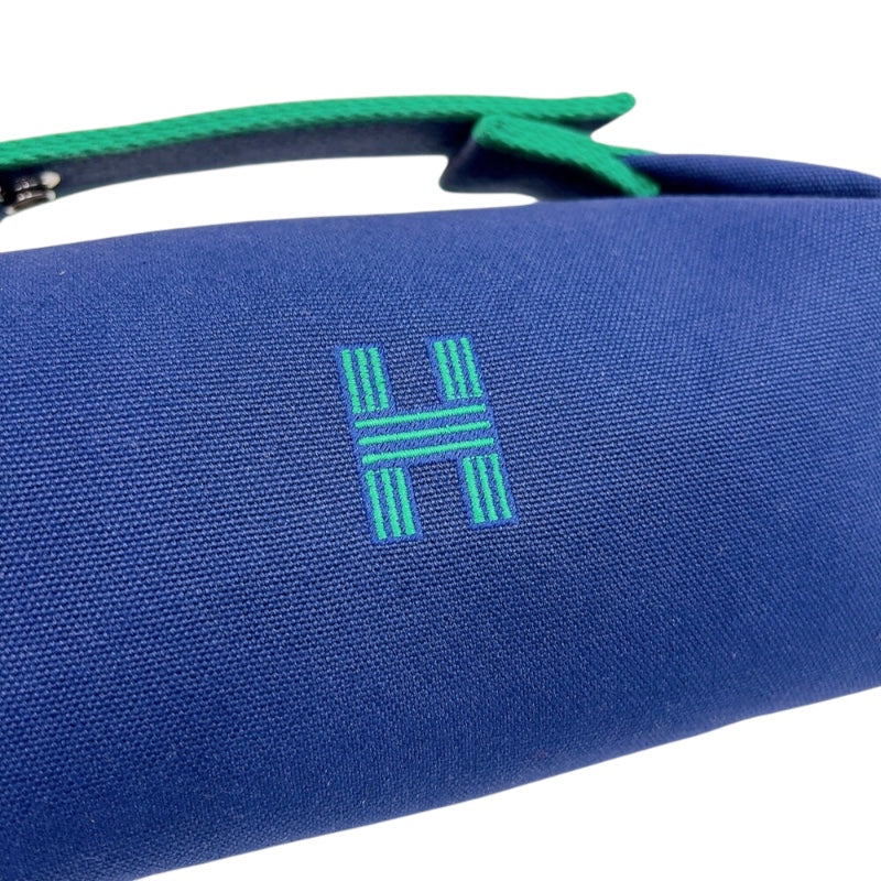 エルメス HERMES ブリッドアブラックPM ネイビー・グリーン トワル レディース ポーチ