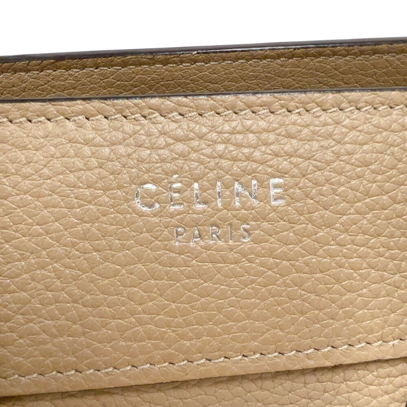 セリーヌ CELINE ラゲージマイクロショッパー 167793 ベージュ　シルバー金具 カーフ レディース ハンドバッグ