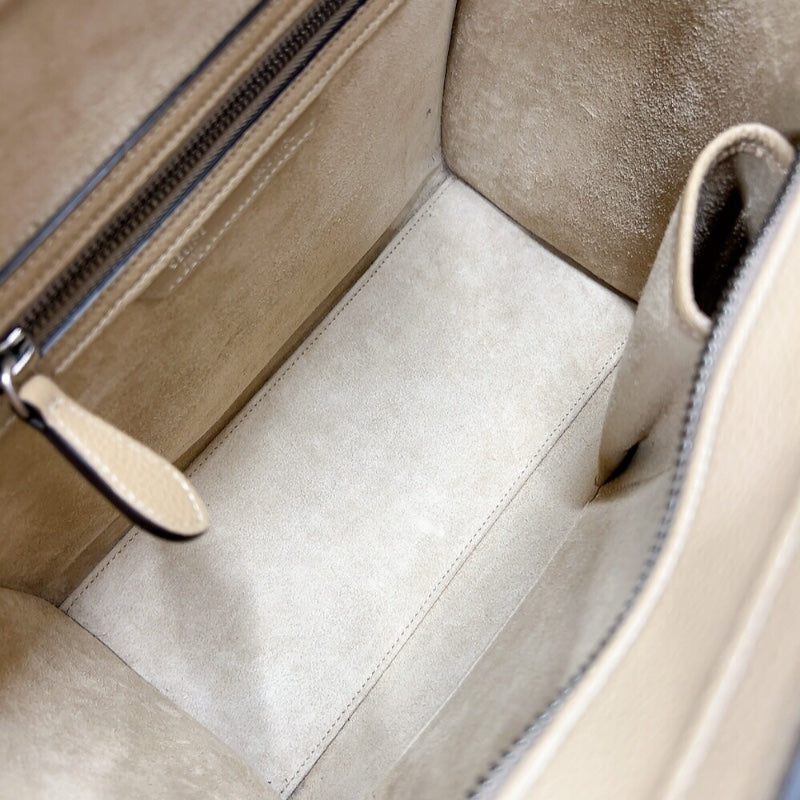 セリーヌ CELINE ラゲージマイクロショッパー 167793 ベージュ　シルバー金具 カーフ レディース ハンドバッグ