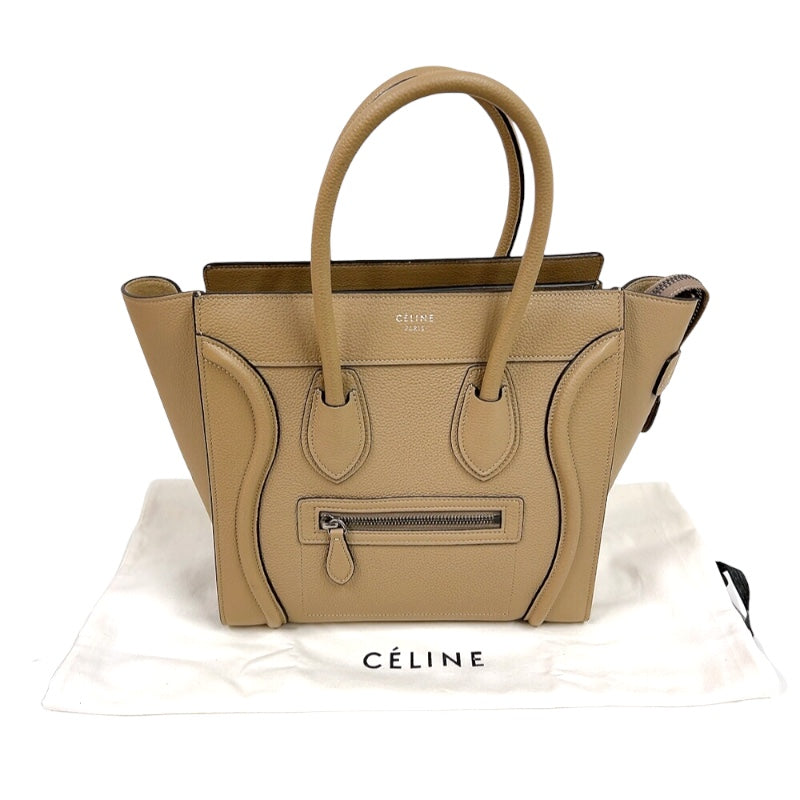 セリーヌ CELINE ラゲージマイクロショッパー 167793 ベージュ　シルバー金具 カーフ レディース ハンドバッグ