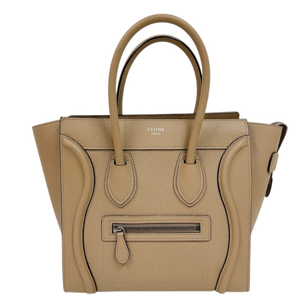 セリーヌ CELINE ラゲージマイクロショッパー 167793 ベージュ　シルバー金具 カーフ レディース ハンドバッグ