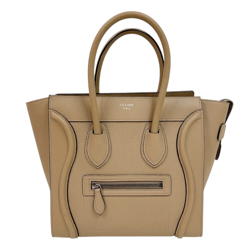 セリーヌ CELINE ラゲージマイクロショッパー 167793 ベージュ　シルバー金具 カーフ レディース ハンドバッグ