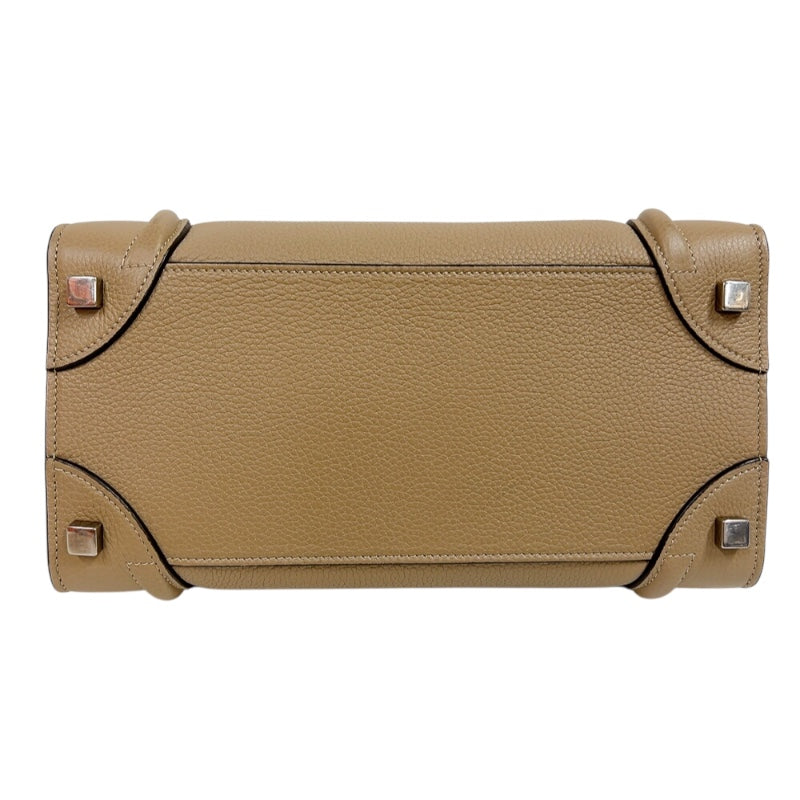 セリーヌ CELINE ラゲージマイクロショッパー 167793 ベージュ　シルバー金具 カーフ レディース ハンドバッグ