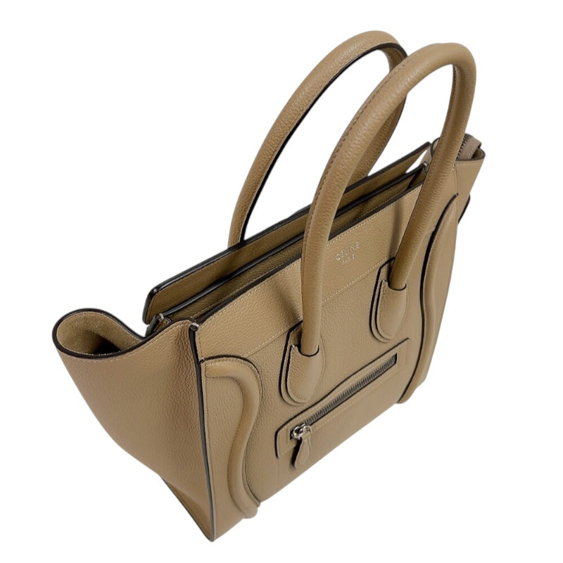 セリーヌ CELINE ラゲージマイクロショッパー 167793 ベージュ　シルバー金具 カーフ レディース ハンドバッグ
