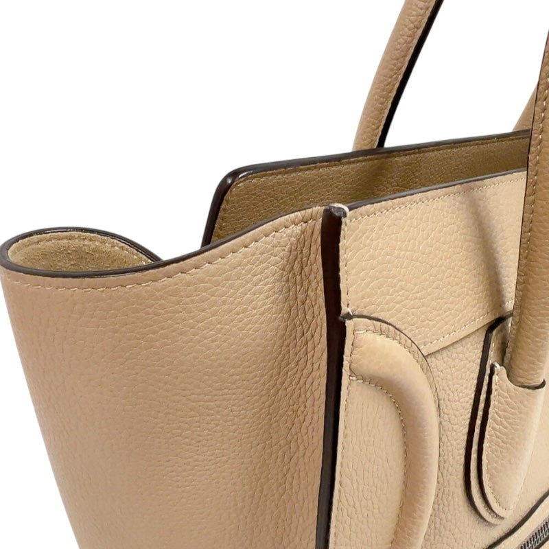 セリーヌ CELINE ラゲージマイクロショッパー 167793 ベージュ　シルバー金具 カーフ レディース ハンドバッグ