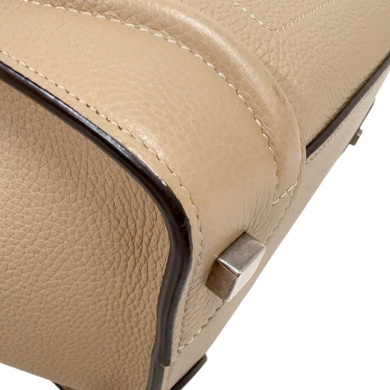 セリーヌ CELINE ラゲージマイクロショッパー 167793 ベージュ　シルバー金具 カーフ レディース ハンドバッグ