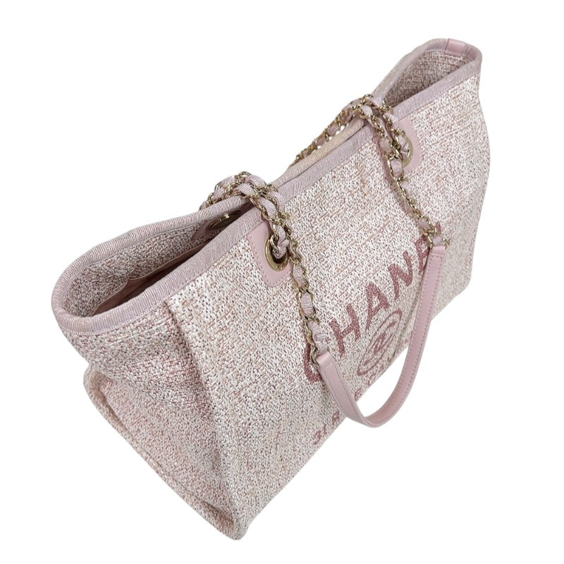 シャネル CHANEL ドーヴィルMM A67001 ピンク ゴールド金具 ストロー レディース トートバッグ