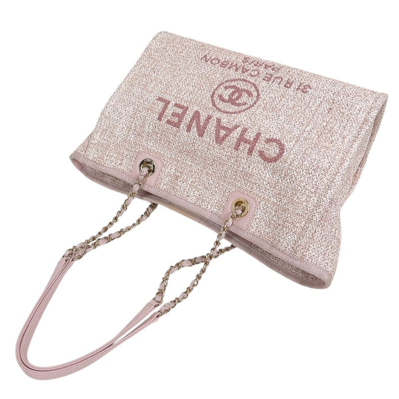 シャネル CHANEL ドーヴィルMM A67001 ピンク ゴールド金具 ストロー レディース トートバッグ
