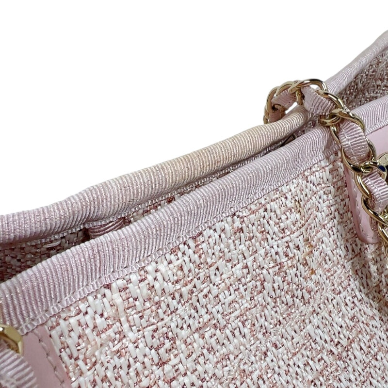 シャネル CHANEL ドーヴィルMM A67001 ピンク ゴールド金具 ストロー レディース トートバッグ