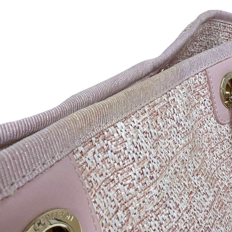 シャネル CHANEL ドーヴィルMM A67001 ピンク ゴールド金具 ストロー レディース トートバッグ
