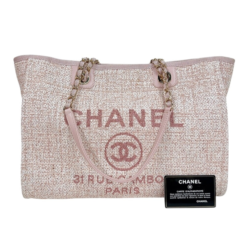 シャネル CHANEL ドーヴィルMM A67001 ピンク ゴールド金具 ストロー レディース トートバッグ