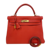 エルメス HERMES ケリー32 内縫い □Q刻印　(2013年製) ヴァーミリオン　ゴールド金具 トゴ レディース ハンドバッグ