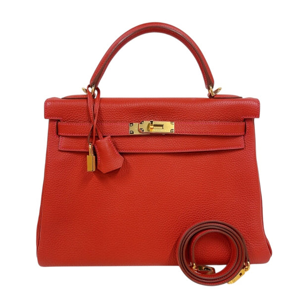 エルメス HERMES ケリー32 内縫い □Q刻印　(2013年製) ヴァーミリオン　ゴールド金具 トゴ レディース ハンドバッグ