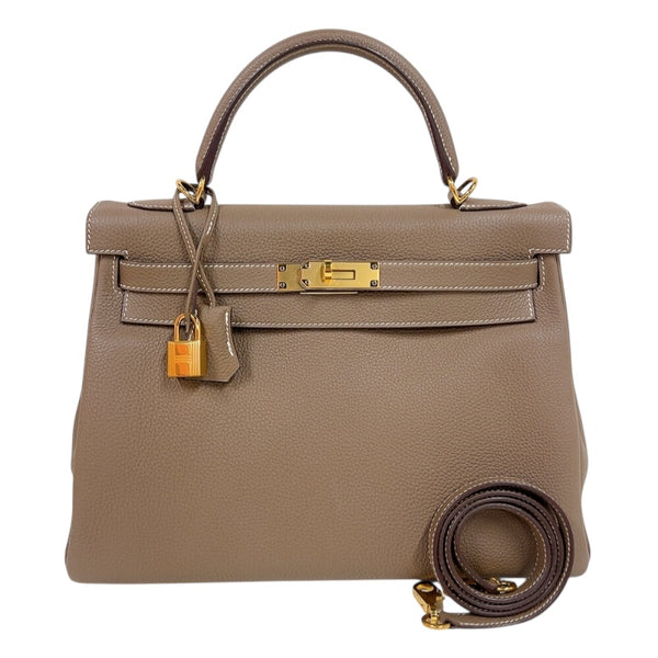 エルメス HERMES ケリー32 内縫い C刻印　(2018年製) エトゥープ　ゴールド金具 トゴ レディース ハンドバッグ
