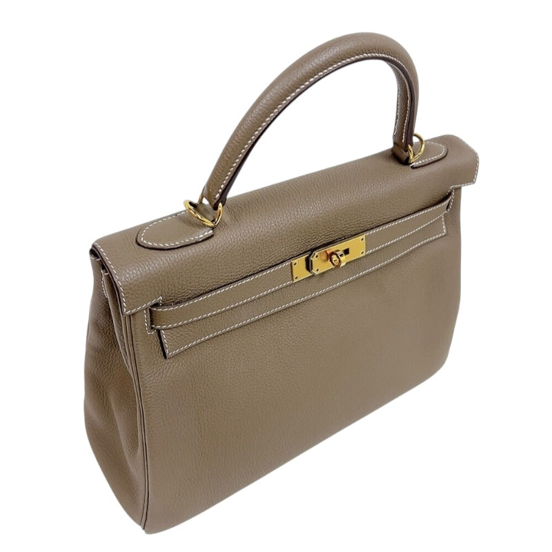 エルメス HERMES ケリー32 内縫い C刻印　(2018年製) エトゥープ　ゴールド金具 トゴ レディース ハンドバッグ