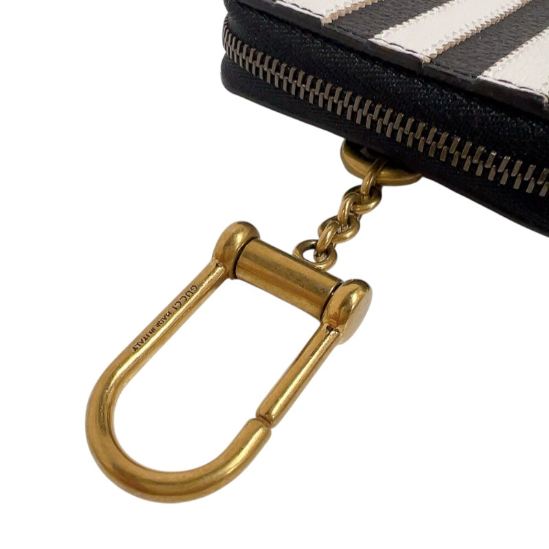 グッチ GUCCI マルチコインケース＆カードホルダー 721903 ブラック、ホワイト　ゴールド金具 レザー ユニセックス コインケース
