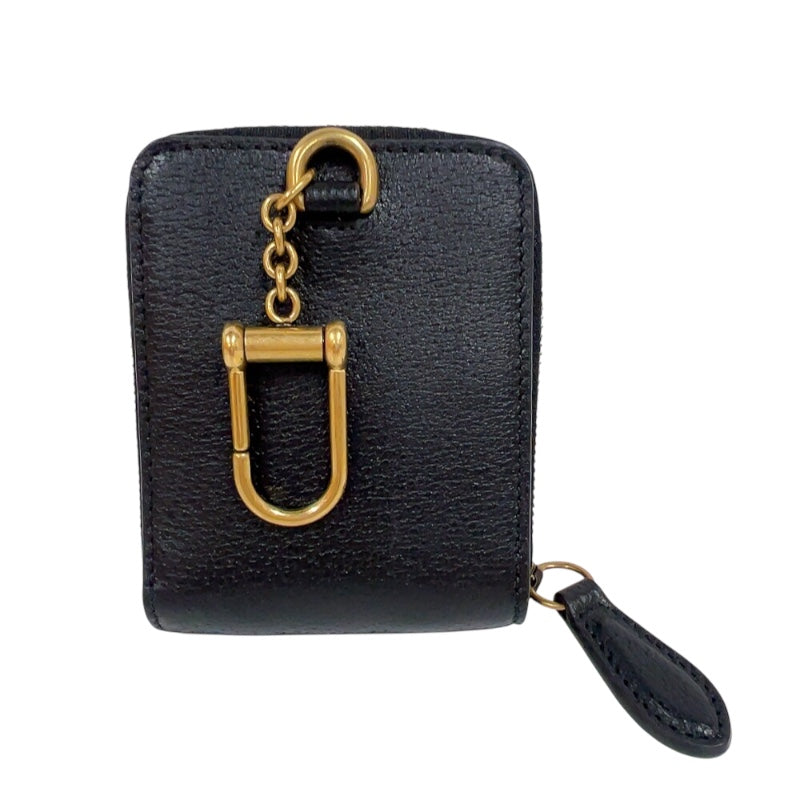 グッチ GUCCI マルチコインケース＆カードホルダー 721903 ブラック、ホワイト　ゴールド金具 レザー ユニセックス コインケース