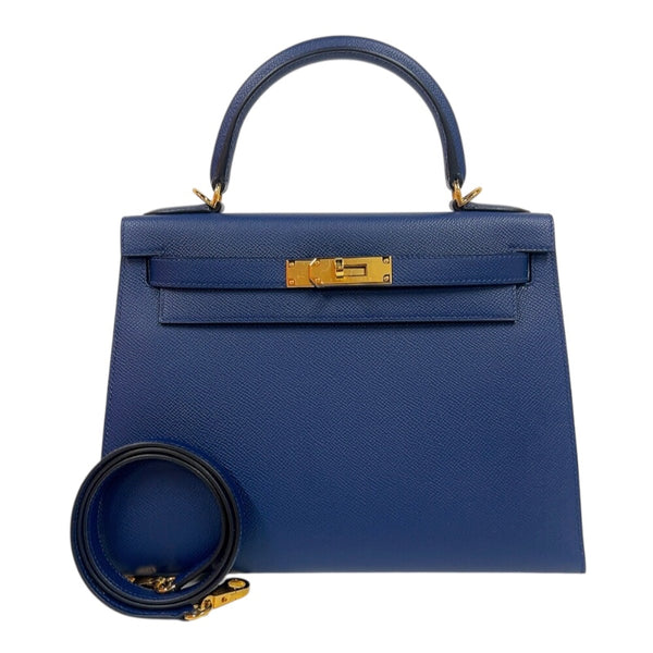エルメス HERMES ケリー28 外縫い W刻印　(2024年製) ブルーネイビー　ゴールド金具 ヴォーエプソン レディース ハンドバッグ