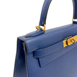 エルメス HERMES ケリー28 外縫い W刻印　(2024年製) ブルーネイビー　ゴールド金具 ヴォーエプソン レディース ハンドバッグ