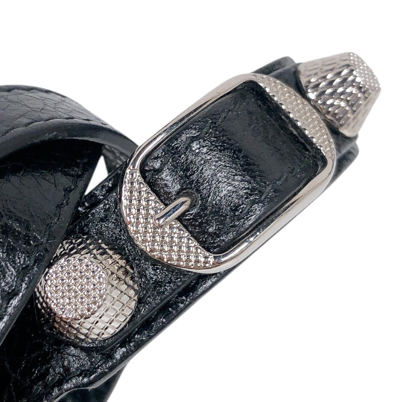 バレンシアガ BALENCIAGA ジャイアントブレスレット 236345 ブラック　シルバー金具 レザー ユニセックス ブレスレット