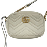 グッチ GUCCI GGマーモントミニショルダー 448065 ホワイト レザー レディース ショルダーバッグ