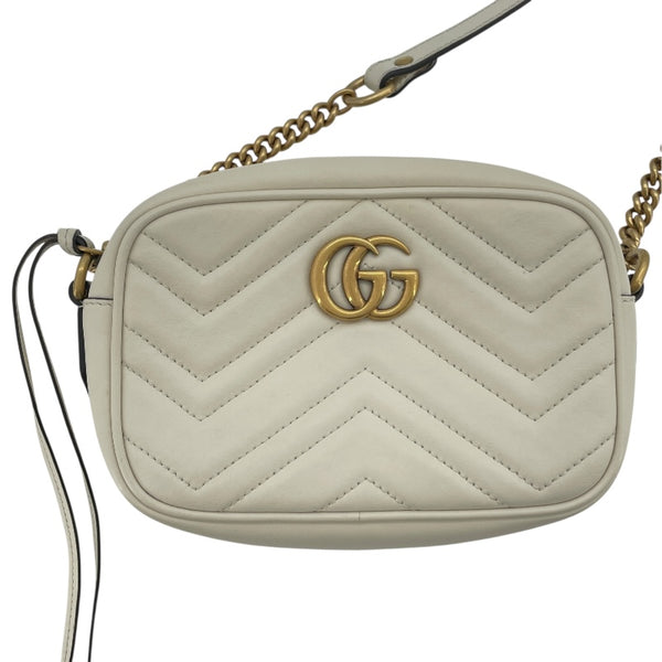 グッチ GUCCI GGマーモントミニショルダー 448065 ホワイト レザー レディース ショルダーバッグ