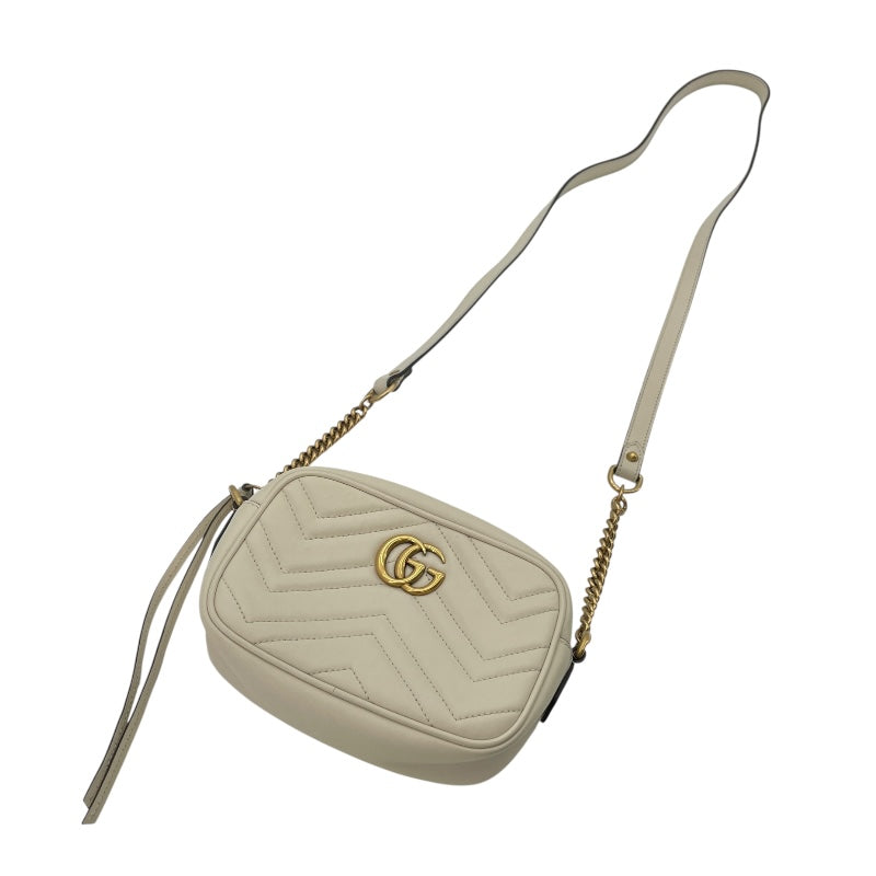 グッチ GUCCI GGマーモントミニショルダー 448065 ホワイト レザー レディース ショルダーバッグ