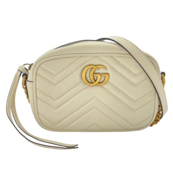グッチ GUCCI GGマーモントミニショルダー 448065 ホワイト レザー レディース ショルダーバッグ