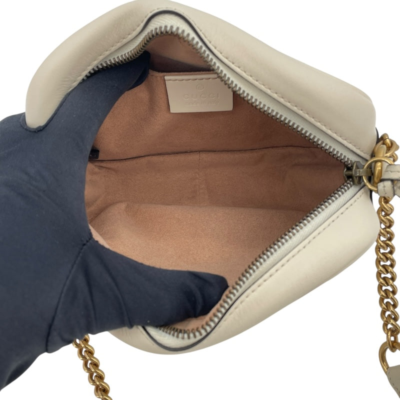グッチ GUCCI GGマーモントミニショルダー 448065 ホワイト レザー レディース ショルダーバッグ