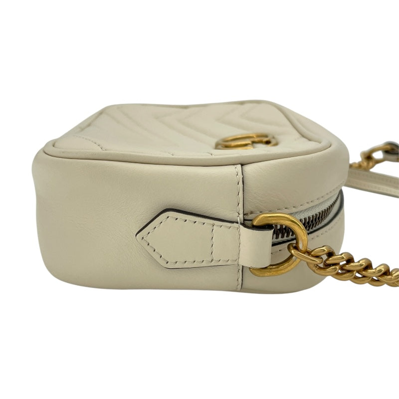 グッチ GUCCI GGマーモントミニショルダー 448065 ホワイト レザー レディース ショルダーバッグ