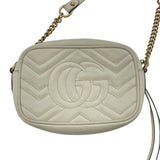 グッチ GUCCI GGマーモントミニショルダー 448065 ホワイト レザー レディース ショルダーバッグ