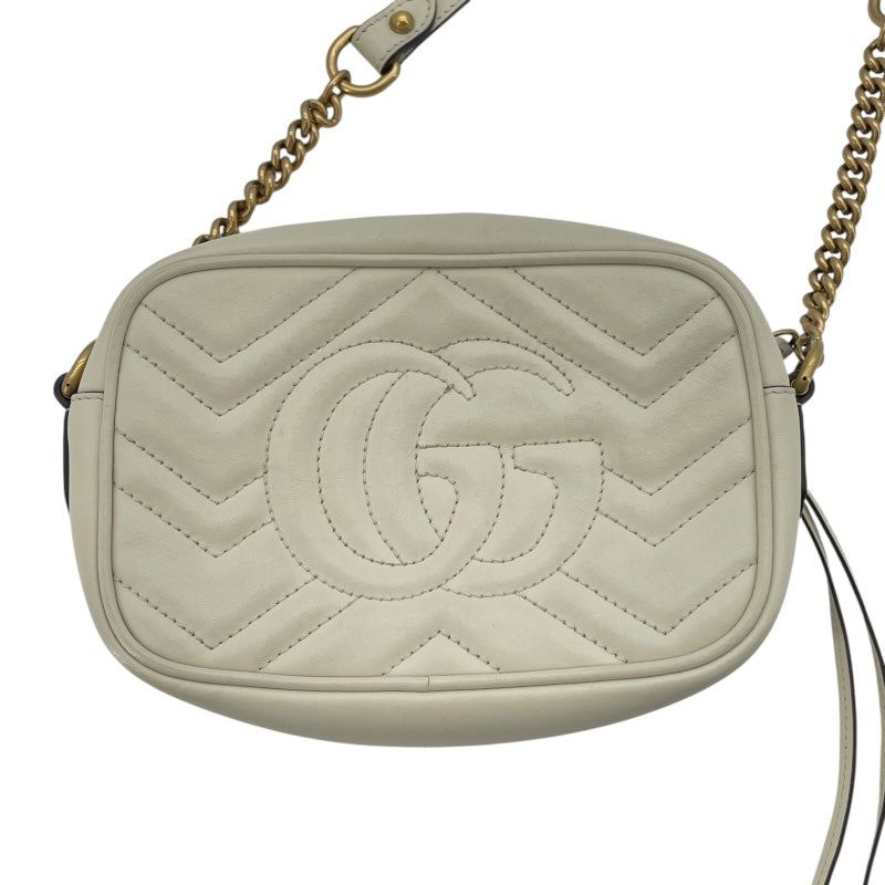 グッチ GUCCI GGマーモントミニショルダー 448065 ホワイト レザー レディース ショルダーバッグ