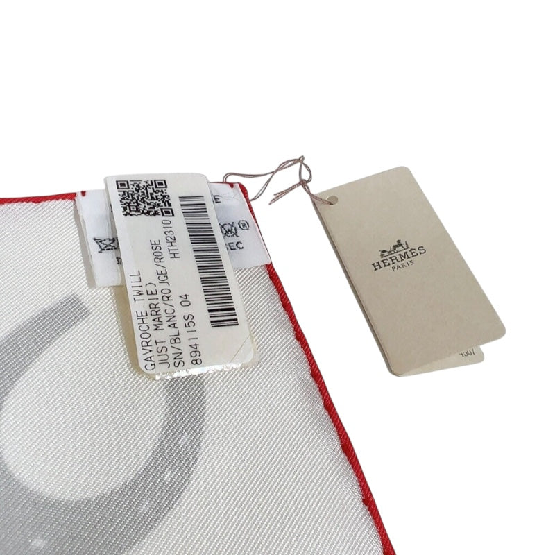 エルメス HERMES ガヴロッシュ 45 《ジャスト・マリッド》 H894115S 04 白/レッド/ピンク シルク レディース スカーフ