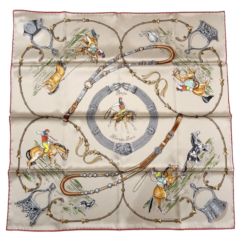 エルメス HERMES カレ70 PAMPA　パンパ マスティック/ヴェール/ルージュ シルク レディース スカーフ