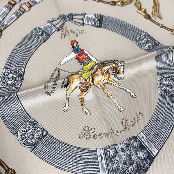 エルメス HERMES カレ70 PAMPA　パンパ マスティック/ヴェール/ルージュ シルク レディース スカーフ