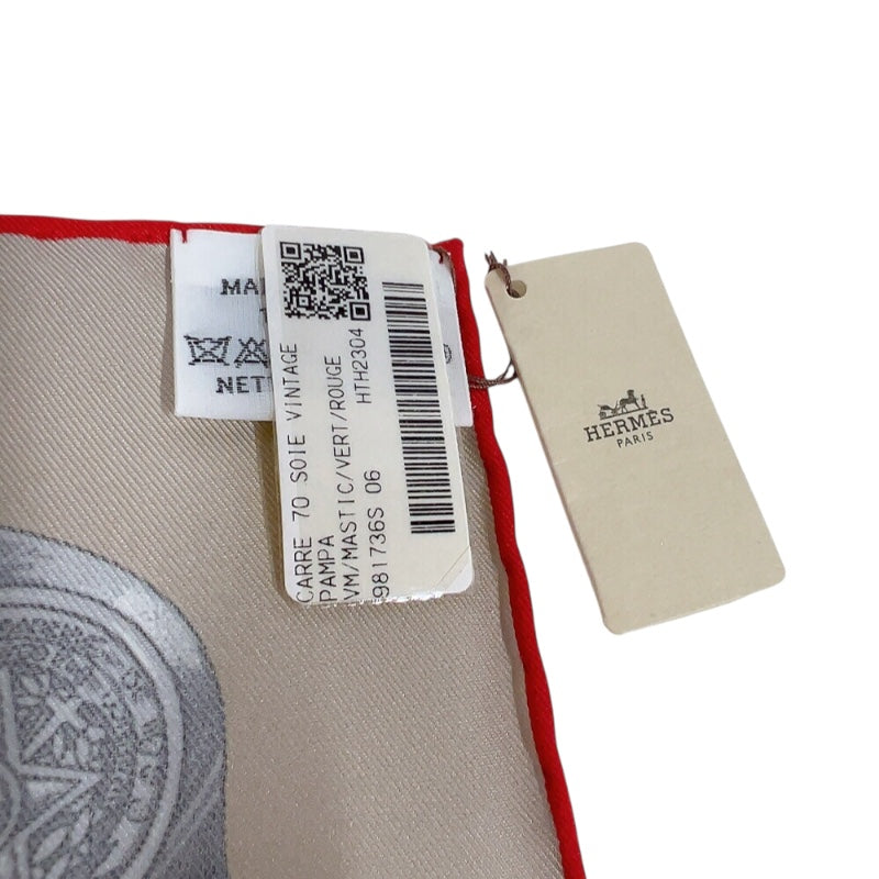 エルメス HERMES カレ70 PAMPA　パンパ マスティック/ヴェール/ルージュ シルク レディース スカーフ