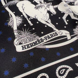 エルメス HERMES カレ55　野生馬　Les Mustangs Bandana ノワール/ブラン/マリン シルク レディース スカーフ