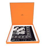 エルメス HERMES カレ55　野生馬　Les Mustangs Bandana ノワール/ブラン/マリン シルク レディース スカーフ