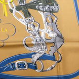 エルメス HERMES カレ90 ダブルフェイス ブラウン・イエロー シルク レディース スカーフ