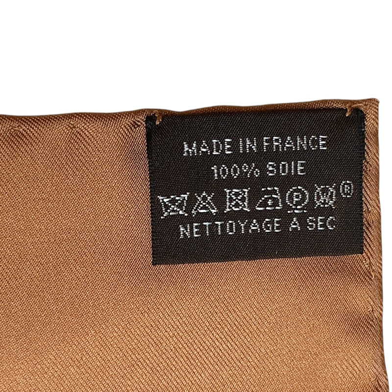 エルメス HERMES カレ90 ダブルフェイス ブラウン・イエロー シルク レディース スカーフ