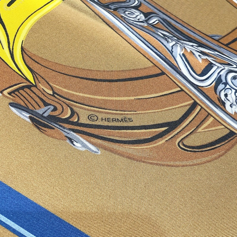 エルメス HERMES カレ90 ダブルフェイス ブラウン・イエロー シルク レディース スカーフ